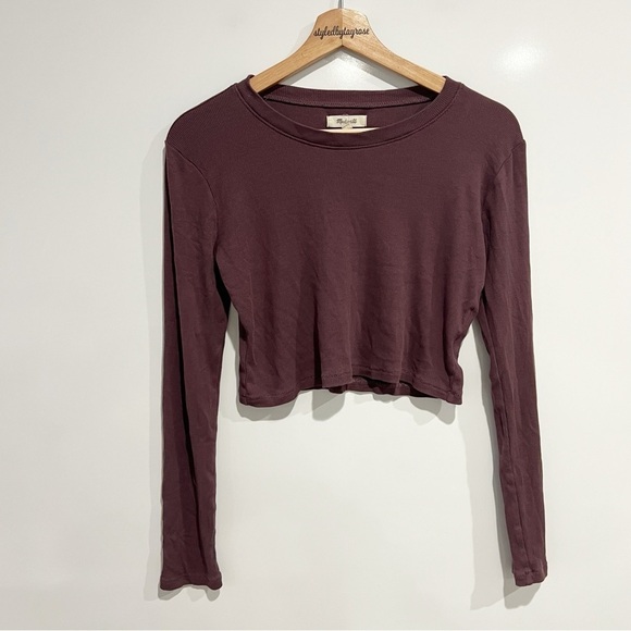 Madewell Fine Ribbed Supercrop Crewneck Long-Sleeve Tee - Picture 7 of 13